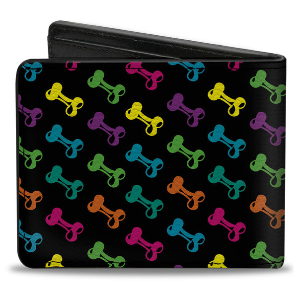 Buckle-Down Bi-Fold Wallet - Dog Bone Black Multi Color