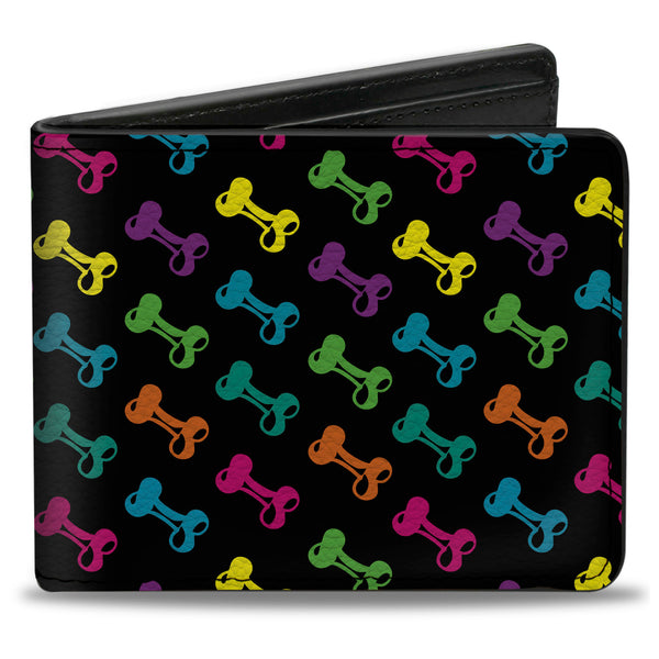 Buckle-Down Bi-Fold Wallet - Dog Bone Black Multi Color