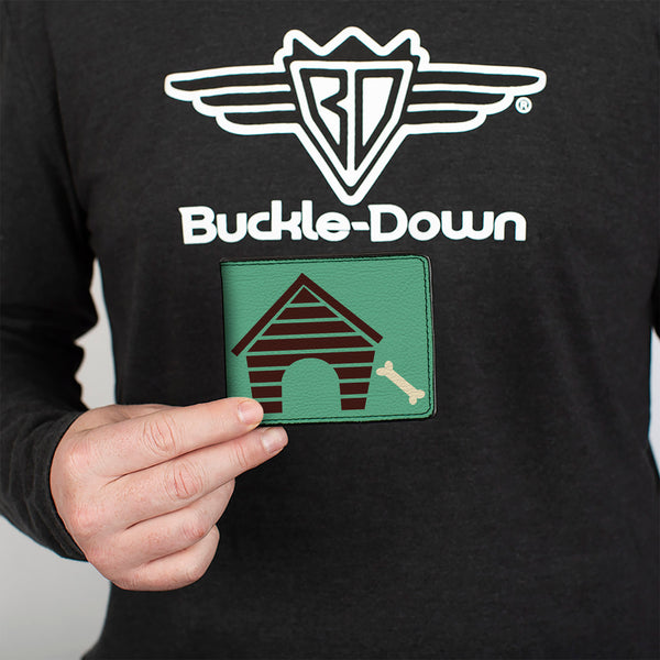 Buckle-Down Bi-Fold Wallet - Dog House & Bone Turquoise Brown
