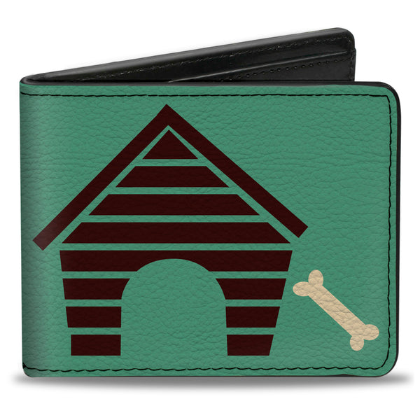 Buckle-Down Bi-Fold Wallet - Dog House & Bone Turquoise Brown