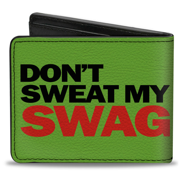 Buckle-Down Bi-Fold Wallet - DON'T SWEAT MY SWAG Neon Green Black Red