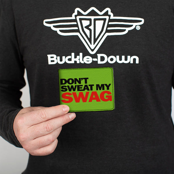 Buckle-Down Bi-Fold Wallet - DON'T SWEAT MY SWAG Neon Green Black Red