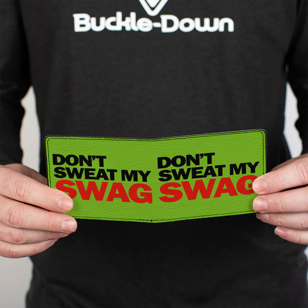 Buckle-Down Bi-Fold Wallet - DON'T SWEAT MY SWAG Neon Green Black Red