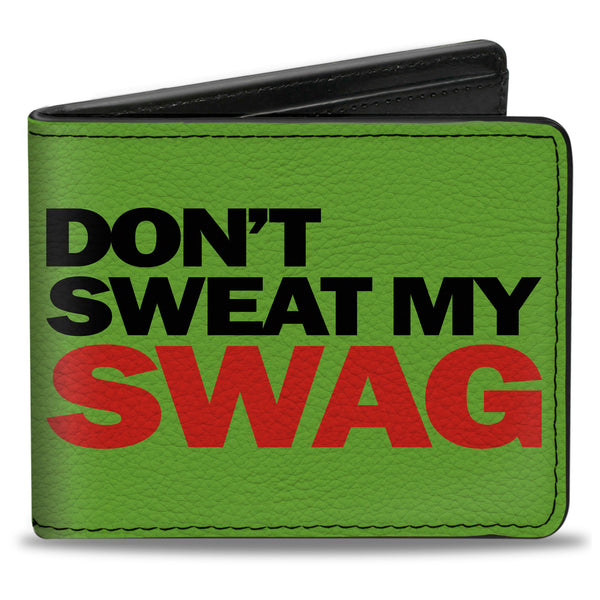 Buckle-Down Bi-Fold Wallet - DON'T SWEAT MY SWAG Neon Green Black Red