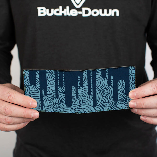 Buckle-Down Bi-Fold Wallet - Doodle1 Paint Drips Blues