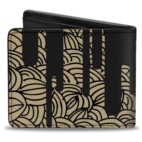 Buckle-Down Bi-Fold Wallet - Doodle1 Paint Drips Cream Black
