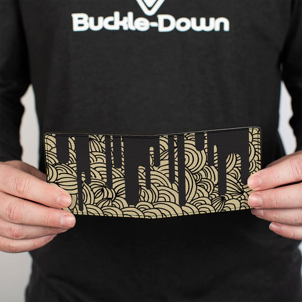 Buckle-Down Bi-Fold Wallet - Doodle1 Paint Drips Cream Black