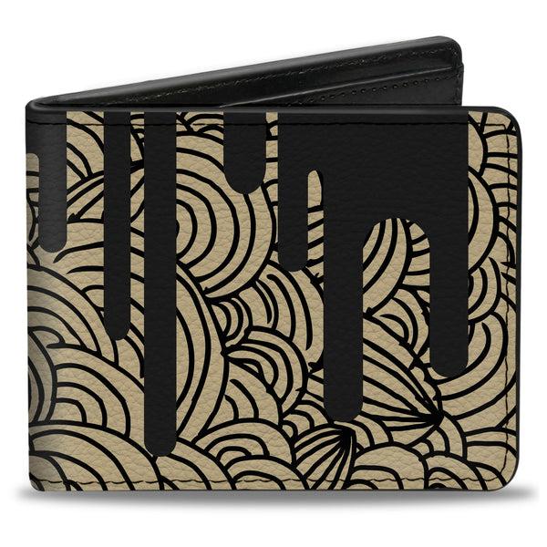 Buckle-Down Bi-Fold Wallet - Doodle1 Paint Drips Cream Black