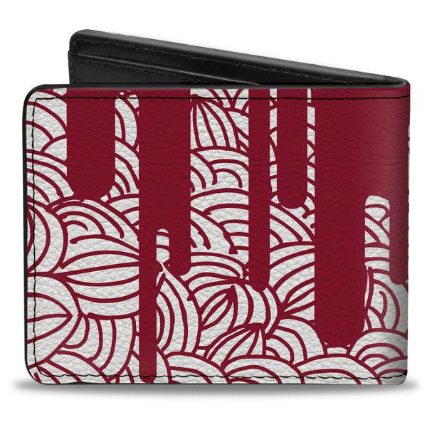 Buckle-Down Bi-Fold Wallet - Doodle1 Paint Drips White Red