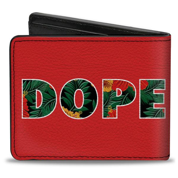Buckle-Down Bi-Fold Wallet - DOPE Red White Tropical Flowers