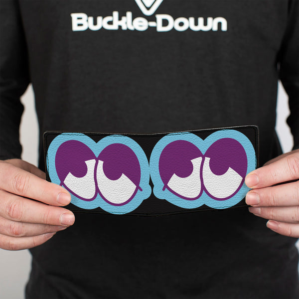 Buckle-Down Bi-Fold Wallet - Dopey Eyes Black Baby Blue Purple