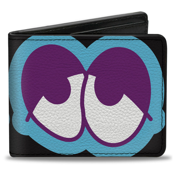 Buckle-Down Bi-Fold Wallet - Dopey Eyes Black Baby Blue Purple