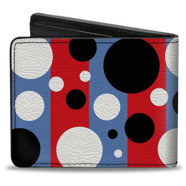 Buckle-Down Bi-Fold Wallet - Dot Blocks Blue Red Black White