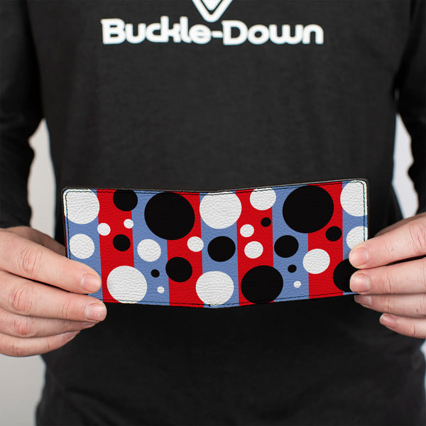 Buckle-Down Bi-Fold Wallet - Dot Blocks Blue Red Black White
