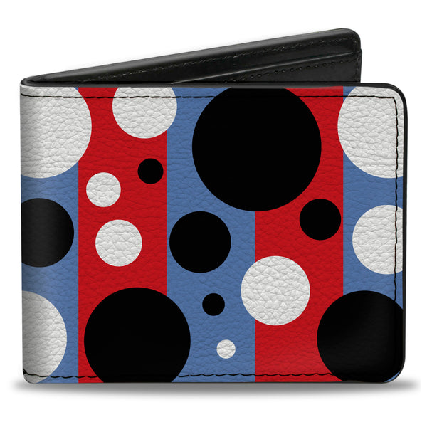Buckle-Down Bi-Fold Wallet - Dot Blocks Blue Red Black White