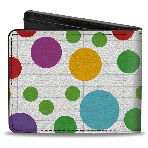 Buckle-Down Bi-Fold Wallet - Dots Grid White Gray Multi Color