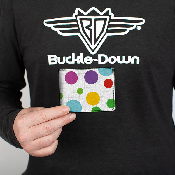Buckle-Down Bi-Fold Wallet - Dots Grid White Gray Multi Color