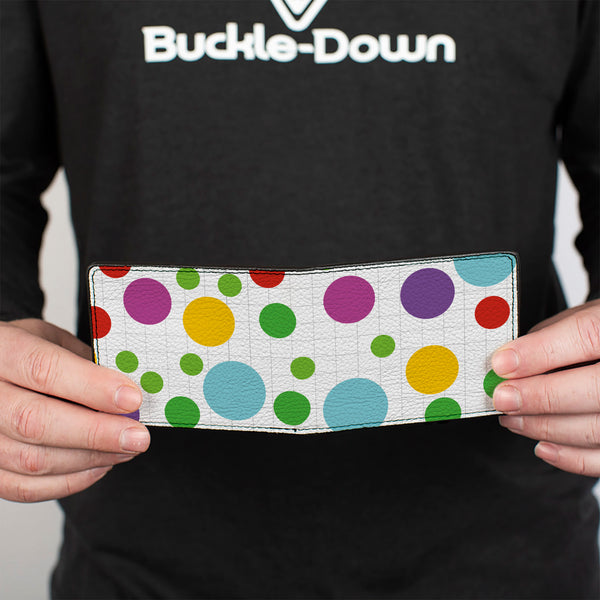 Buckle-Down Bi-Fold Wallet - Dots Grid White Gray Multi Color