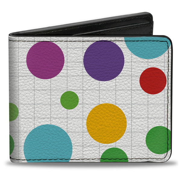 Buckle-Down Bi-Fold Wallet - Dots Grid White Gray Multi Color