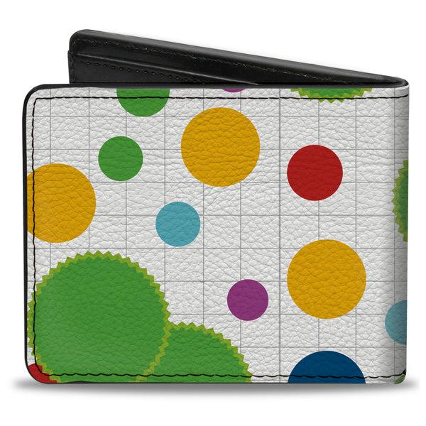 Buckle-Down Bi-Fold Wallet - Dots Grid2 White Gray Multi Color