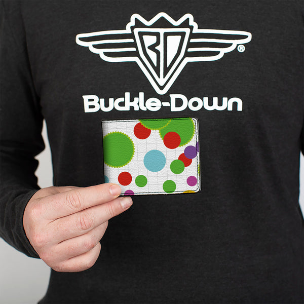 Buckle-Down Bi-Fold Wallet - Dots Grid2 White Gray Multi Color