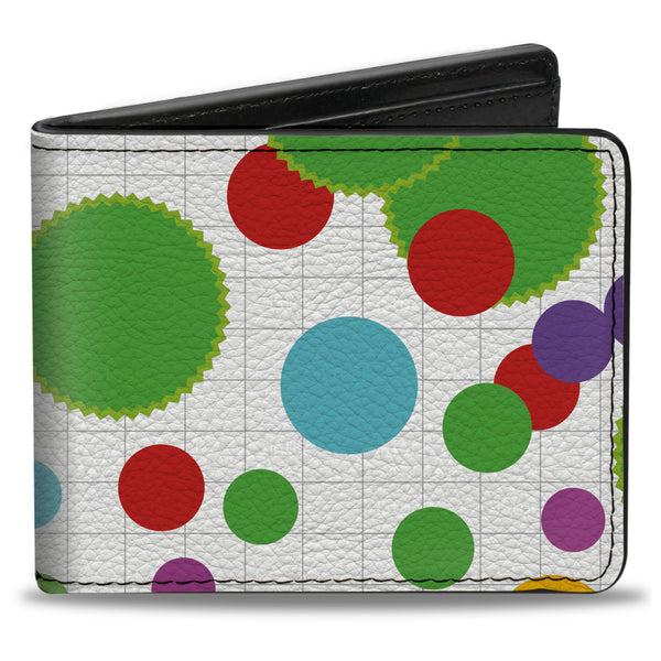 Buckle-Down Bi-Fold Wallet - Dots Grid2 White Gray Multi Color