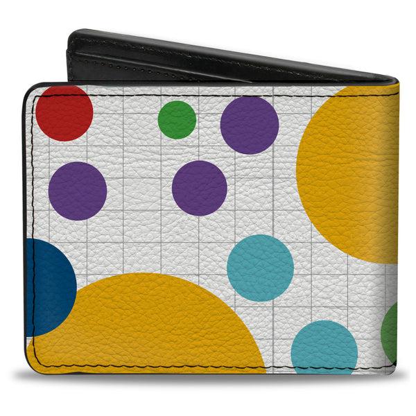 Buckle-Down Bi-Fold Wallet - Dots Grid3 White Gray Multi Color