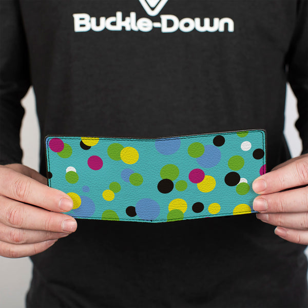 Buckle-Down Bi-Fold Wallet - Dots Seafoam Green Multi Pastel
