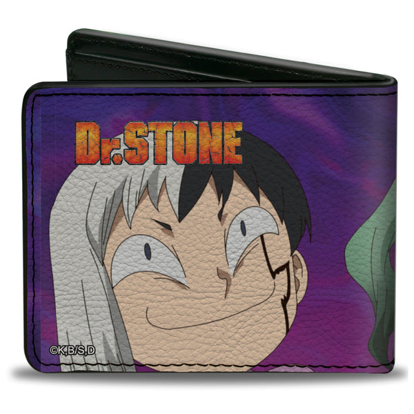 Buckle-Down Bi-Fold Wallet - DR. STONE Gen And Senku Smiling Pose Purples