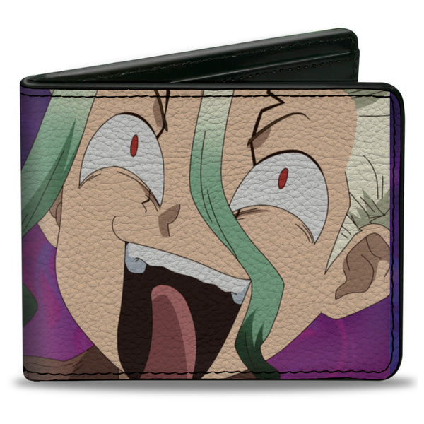 Buckle-Down Bi-Fold Wallet - DR. STONE Gen and Senku Smiling Pose Purples