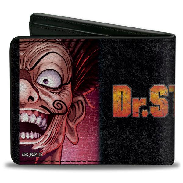 Buckle-Down Bi-Fold Wallet - DR. STONE Ibara Senku Split Pose And Title Logo Black