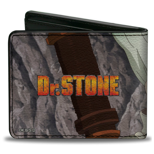 Buckle-Down Bi-Fold Wallet - DR. STONE Senku Ishigami Sword Close-Up Pose And Title Logo