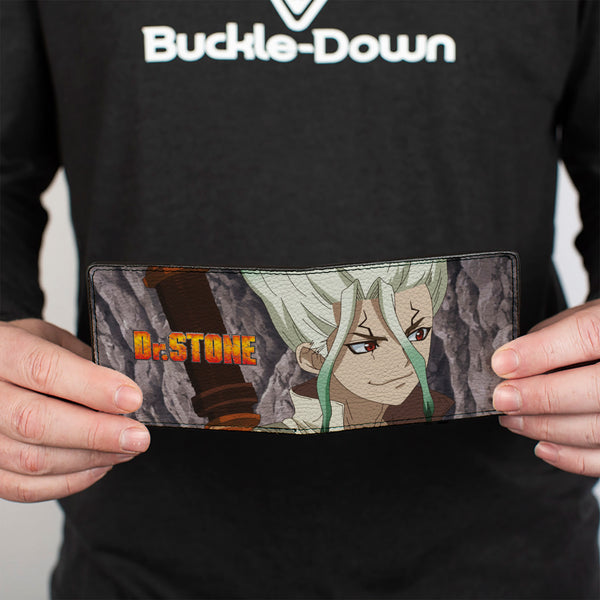 Buckle-Down Bi-Fold Wallet - DR. STONE Senku Ishigami Sword Close-Up Pose And Title Logo