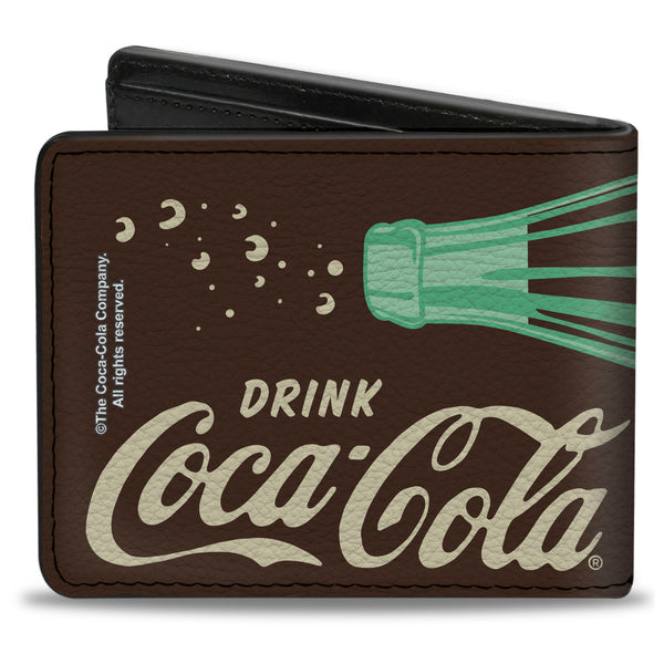 Buckle-Down Bi-Fold Wallet - DRINK COCA-COLA PAUSE AND REFRESH Bottle Brown/White
