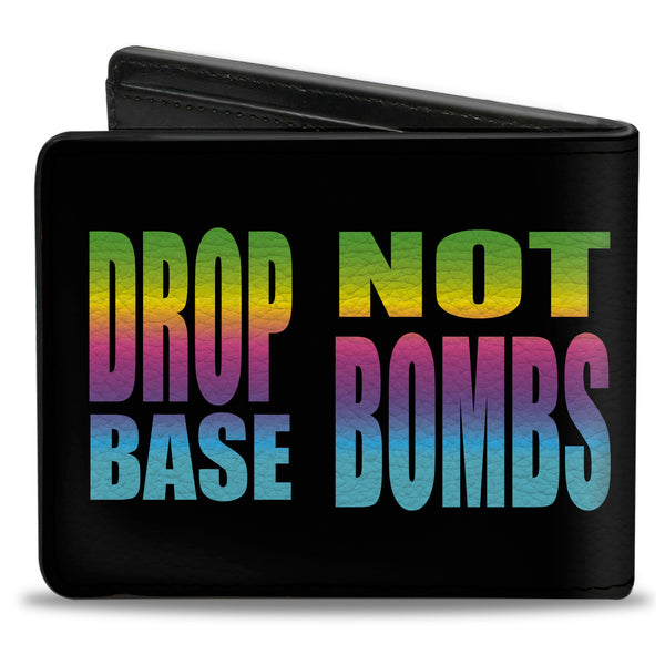 Buckle-Down Bi-Fold Wallet - DROP BASS NOT BOMBS Black Rainbow