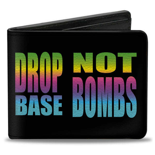 Buckle-Down Bi-Fold Wallet - DROP BASS NOT BOMBS Black Rainbow