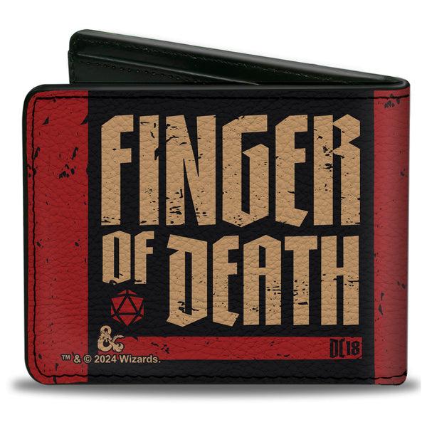 Buckle-Down Bi-Fold Wallet - Dungeons & Dragons FINGER OF DEATH Signal And Stripes Black/Red/Tan