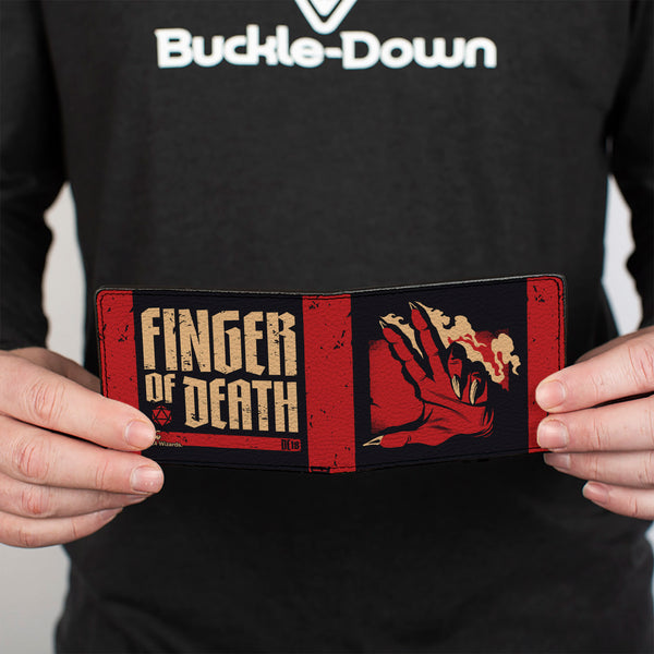 Buckle-Down Bi-Fold Wallet - Dungeons & Dragons FINGER OF DEATH Signal And Stripes Black/Red/Tan