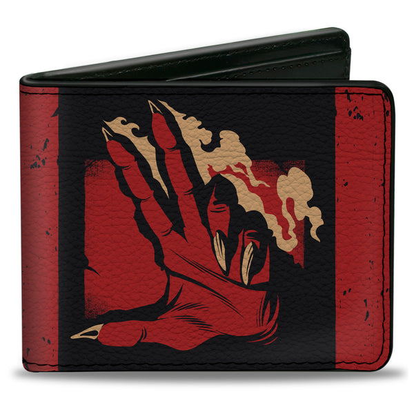 Buckle-Down Bi-Fold Wallet - Dungeons & Dragons FINGER OF DEATH Signal and Stripes Black/Red/Tan