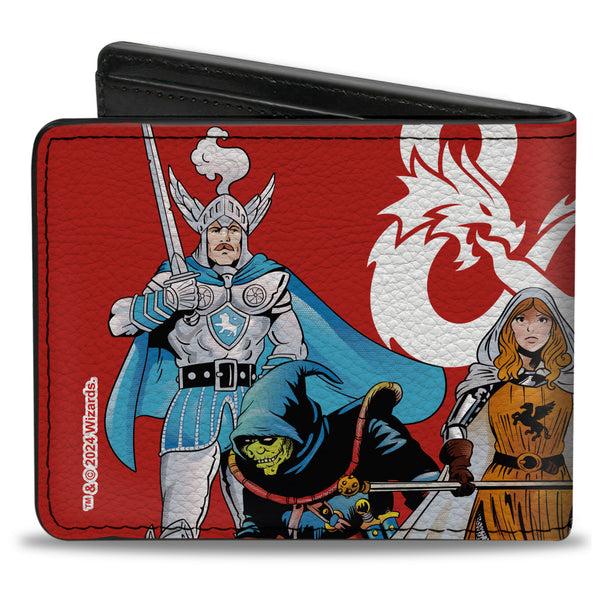 Buckle-Down Bi-Fold Wallet - Dungeons & Dragons Five Action Figure Group Pose And Ampersand Logo Red/White