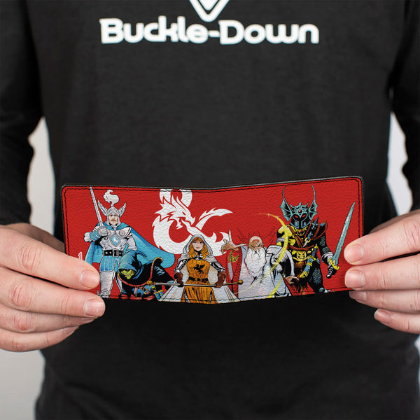 Buckle-Down Bi-Fold Wallet - Dungeons & Dragons Five Action Figure Group Pose And Ampersand Logo Red/White