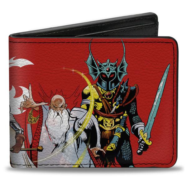 Buckle-Down Bi-Fold Wallet - Dungeons & Dragons Five Action Figure Group Pose and Ampersand Logo Red/White