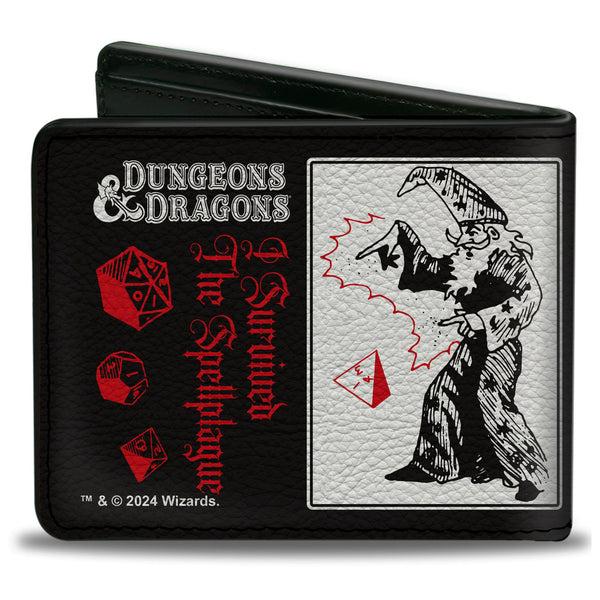 Buckle-Down Bi-Fold Wallet - Dungeons & Dragons I SURVIVED THE SPELLPLAGUE Spell Blocks Black/White/Red