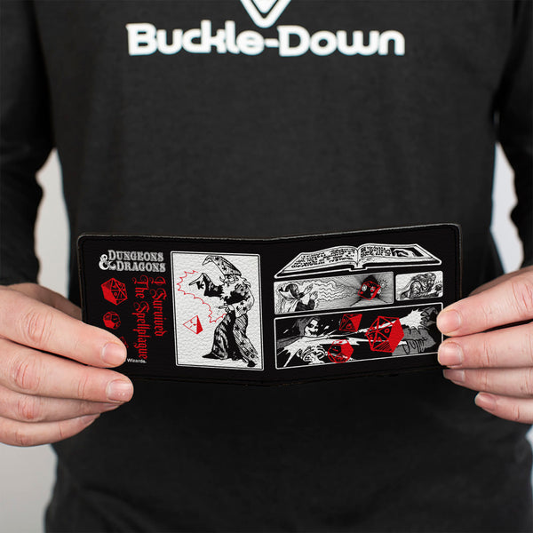 Buckle-Down Bi-Fold Wallet - Dungeons & Dragons I SURVIVED THE SPELLPLAGUE Spell Blocks Black/White/Red