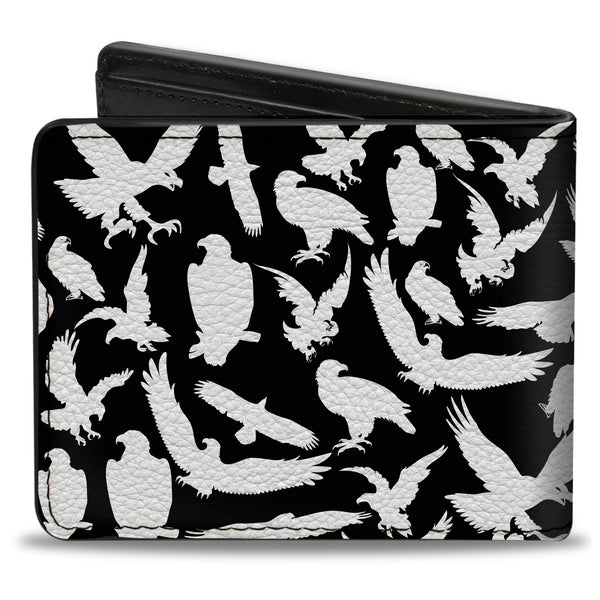 Buckle-Down Bi-Fold Wallet - Eagle Silhouettes Scattered Black White