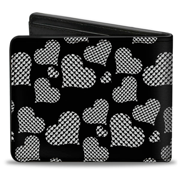 Buckle-Down Bi-Fold Wallet - Eighties Hearts Black White