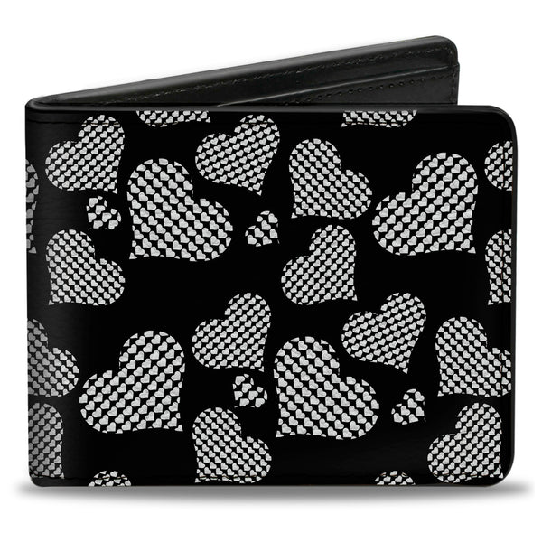 Buckle-Down Bi-Fold Wallet - Eighties Hearts Black White