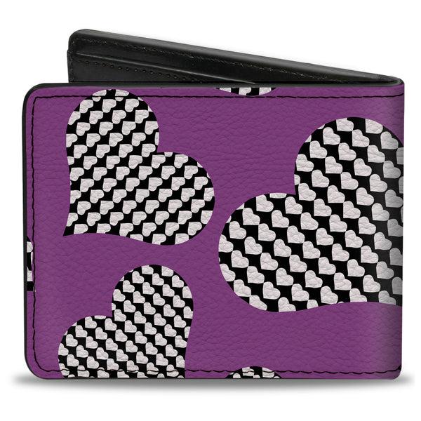 Buckle-Down Bi-Fold Wallet - Eighties Hearts Fuchsia Black White