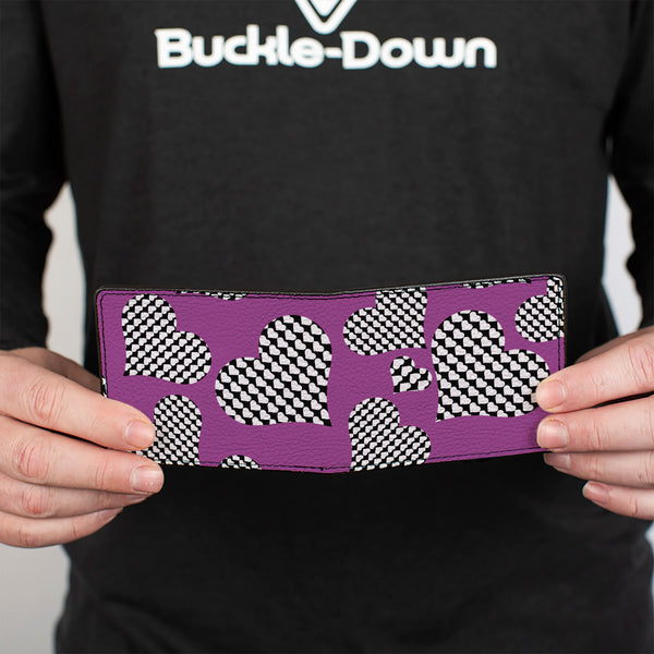 Buckle-Down Bi-Fold Wallet - Eighties Hearts Fuchsia Black White