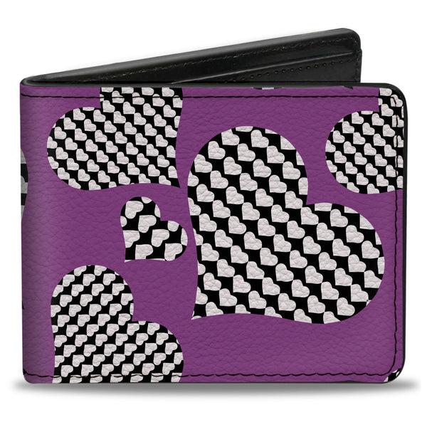 Buckle-Down Bi-Fold Wallet - Eighties Hearts Fuchsia Black White